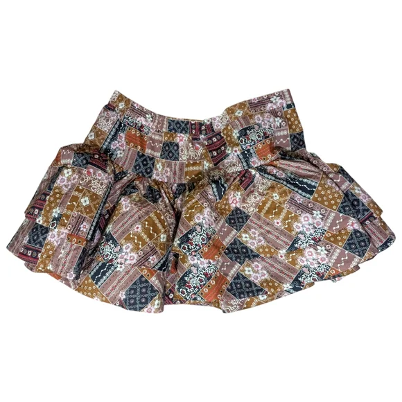 Selkie 'The Beverly Hills' Floral Patchwork Ruffle Skirt Women's 5X -Brown NWT - Picture 5 of 7